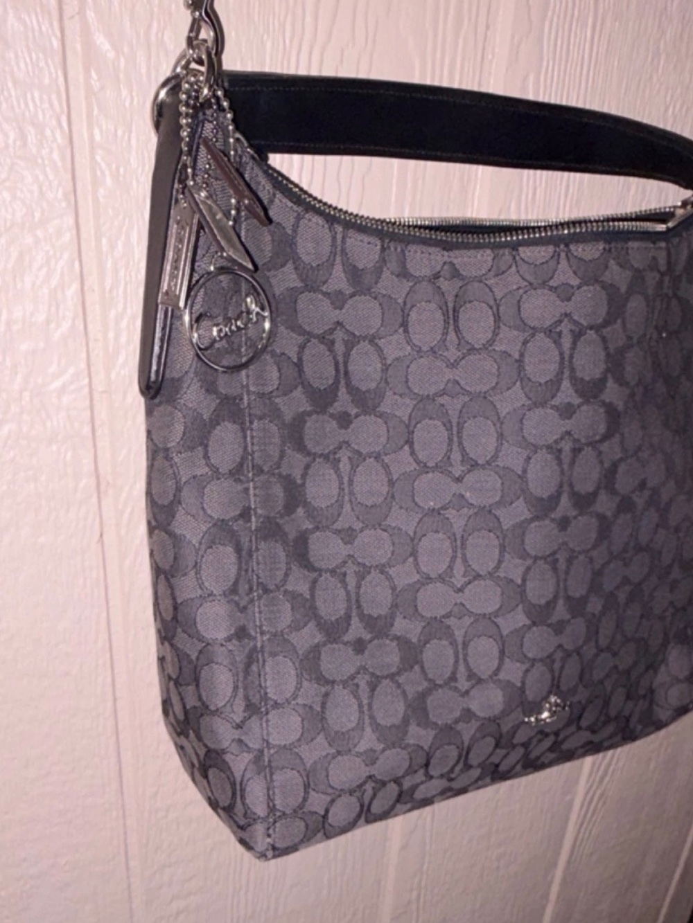 Coach Black Signature Jacquard Hobo Shoulder Bag - Picture 3 of 6